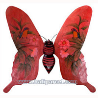 Wallhanging Butterfly With Painted, Handcrafted From Albesia Wood