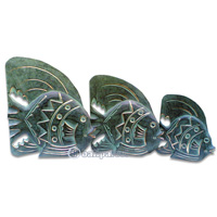 Tropical Fish Set Of 3 With Painted, Handcarved From Albesia Wood 