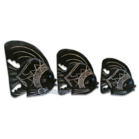 Tropical Fish Set Of 3 With Painted, Handcarved From Albesia Wood 