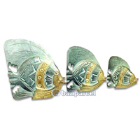 Tropical Fish Set Of 3 With Painted, Handcarved From Albesia Wood 