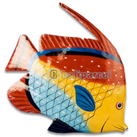Tropical Fish With Painted, Handcarved From Albesia Wood