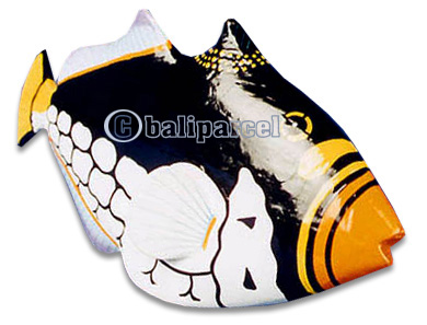 Tropical Fish With Painted, Handcarved From Albesia Wood