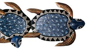 Turtles Wallhanging With Dot Art Painted, Handcrafted From Albesia Wood
