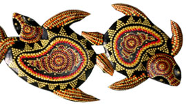 Turtles Wallhanging With Dot Art Painted, Handcrafted From Albesia Wood