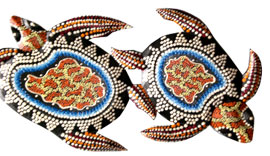 Turtles Wallhanging With Dot Art Painted, Handcrafted From Albesia Wood