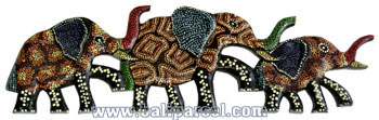 Elephant Wallhanging With Dot Art Painted, Handcrafted From Albesia Wood