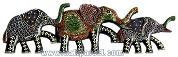 Elephant Wallhanging With Dot Art Painted, Handcrafted From Albesia Wood