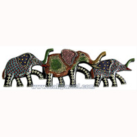 Elephant Wallhanging With Dot Art Painted, Handcrafted From Albesia Wood