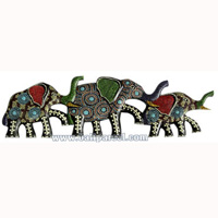 Elephant Wallhanging With Dot Art Painted, Handcrafted From Albesia Wood
