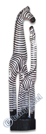 Zebra With Baby, Handcarved From Albesia Wood