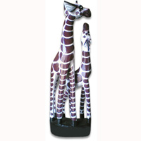 Giraffe With Baby, Handcarved From Albesia Wood