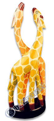Giraffes, Handcarved From Albesia Wood