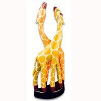 Giraffes, Handcarved From Albesia Wood