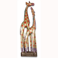Giraffe With Baby, Handcarved From Albesia Wood