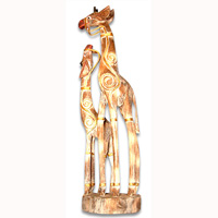 Giraffe With Baby, Handcarved From Albesia Wood