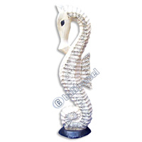 Sea Horse Set Of 3 With Batik Design, Handcarved From Albesia Wood  