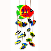 Hanging Fish Mobile With Painted, Handcrafted From Albesia Wood