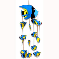 Hanging Fish Mobile With Painted, Handcrafted From Albesia Wood