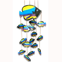 Hanging Fish Mobile With Painted, Handcrafted From Albesia Wood