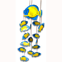 Hanging Fish Mobile With Painted, Handcrafted From Albesia Wood