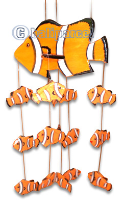 Hanging Fish Mobile With Painted, Handcrafted From Albesia Wood