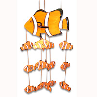 Hanging Fish Mobile With Painted, Handcrafted From Albesia Wood