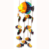 Hanging Fish Mobile With Painted, Handcrafted From Albesia Wood