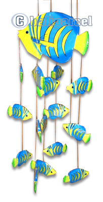 Hanging Fish Mobile With Painted, Handcrafted From Albesia Wood