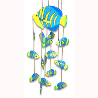 Hanging Fish Mobile With Painted, Handcrafted From Albesia Wood