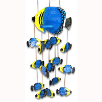Hanging Fish Mobile With Painted, Handcrafted From Albesia Wood