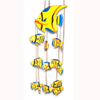 Hanging Fish Mobile With Painted, Handcrafted From Albesia Wood