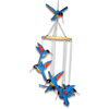 Hanging Bird Mobile With Painted, Handcrafted From Albesia Wood