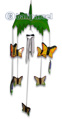 Hanging Butterfly Mobile With Painted, Handcrafted From Albesia Wood