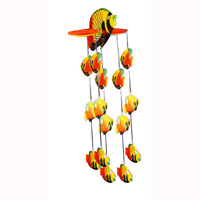 Hanging Fish Mobile With Painted, Handcrafted From Albesia Wood