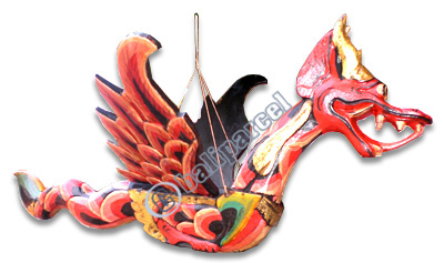 Hanging Dragon Mobile With Painted, Handcrafted From Albesia Wood