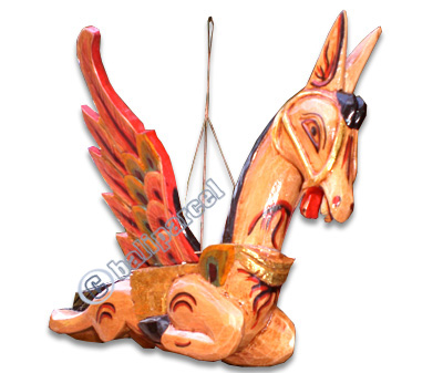 Hanging Horse Mobile With Painted, Handcrafted From Albesia Wood
