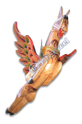 Hanging Horse Mobile With Painted, Handcrafted From Albesia Wood