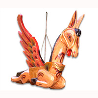 Hanging Horse Mobile With Painted, Handcrafted From Albesia Wood