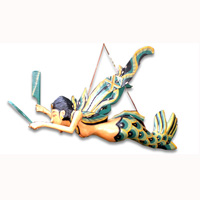 Hanging Mermaid  Mobile With Painted, Handcrafted From Albesia Wood