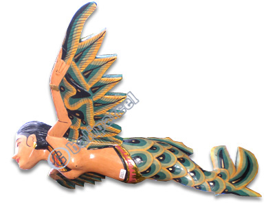 Hanging Mermaid  Mobile With Painted, Handcrafted From Albesia Wood