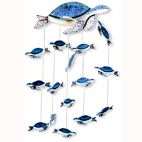 Hanging Turtle Mobile With Painted, Handcrafted From Albesia Wood  