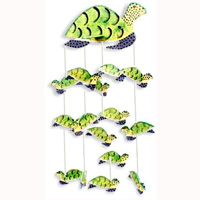 Hanging Turtle Mobile With Painted, Handcrafted From Albesia Wood  