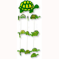 Hanging Turtle Mobile With Painted, Handcrafted From Albesia Wood  