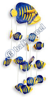 Hanging Fish Mobile With Painted, Handcrafted From Albesia Wood  