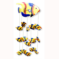Hanging Fish Mobile With Painted, Handcrafted From Albesia Wood  