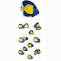 Hanging Fish Mobile With Painted, Handcrafted From Albesia Wood  