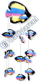 Hanging Fish Mobile With Painted, Handcrafted From Albesia Wood  