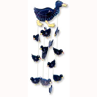 Hanging  Duck Mobile With Painted, Handcrafted From Albesia Wood  