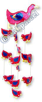 Hanging  Duck Mobile With Painted, Handcrafted From Albesia Wood  