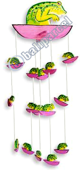 Hanging  Frog Mobile With Painted, Handcrafted From Albesia Wood  